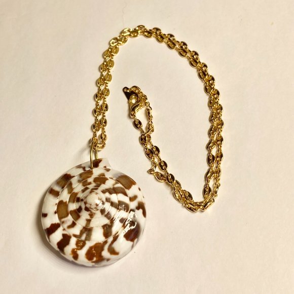 Natural Shell Shiva Nautilus Pendant Necklace Mermaid Statement Gold Plated 18" - Picture 5 of 9